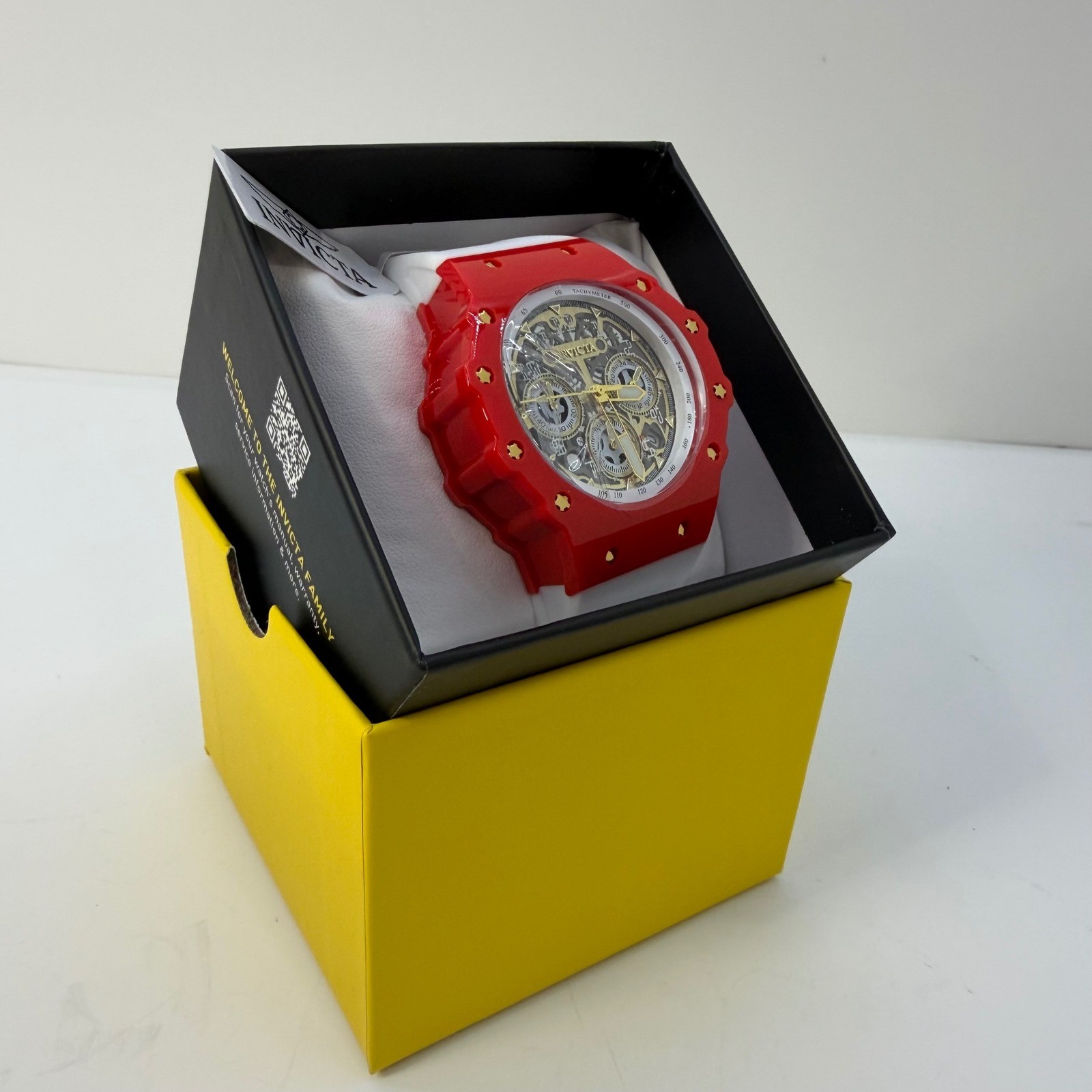 Invicta Racing Magnum Red White Skeleton Dial Chronograph Watch New
