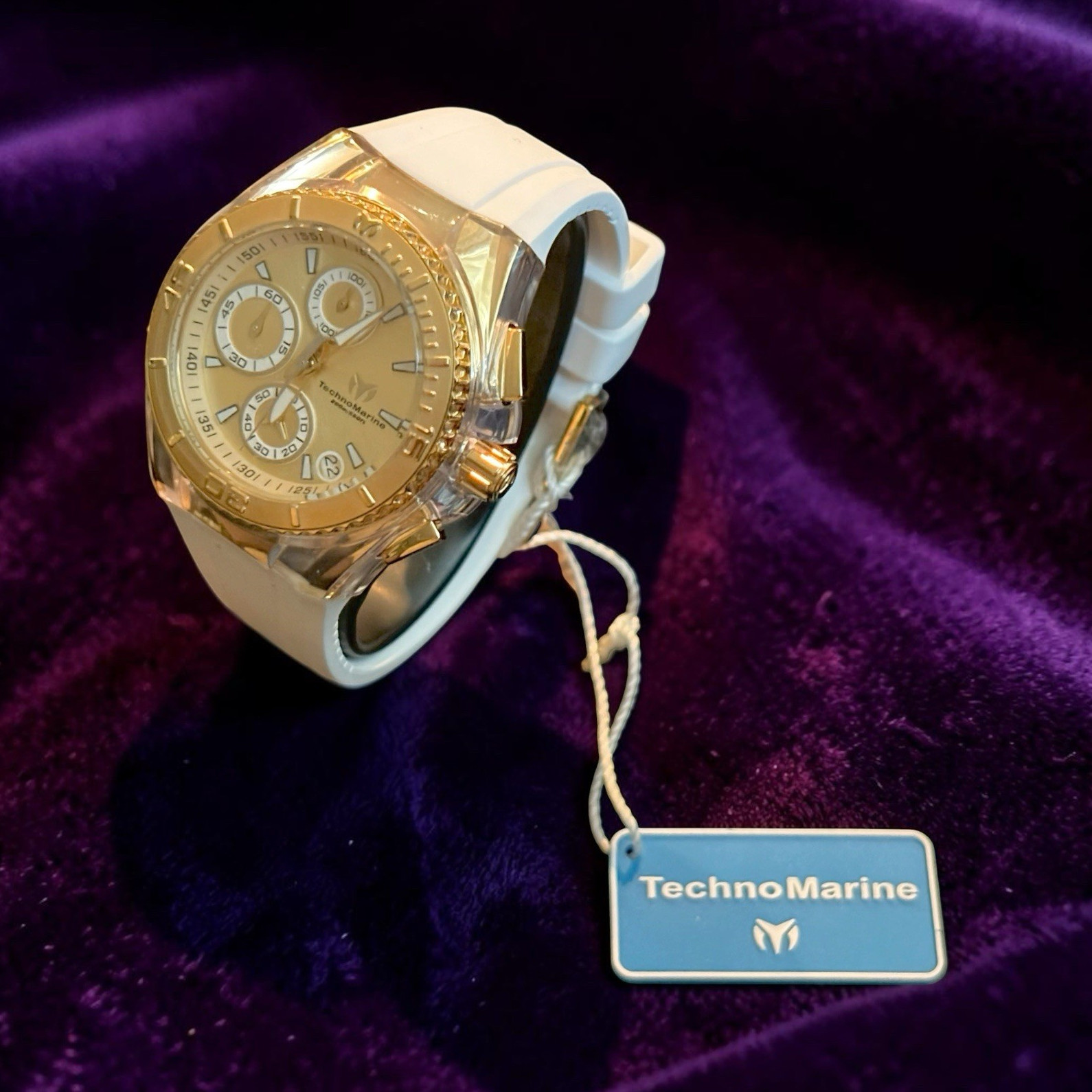 TechnoMarine Cruise Chronograph Gold Dial White Strap Confidential Prototype