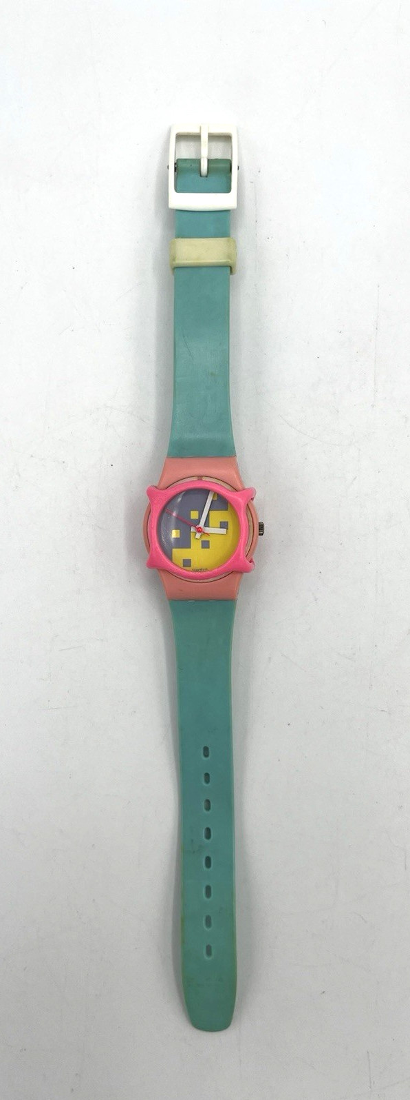 Vtg 1987 Original Swatch Watch LP103 Blue Cassata & Pink Guard Ladies Not Tested