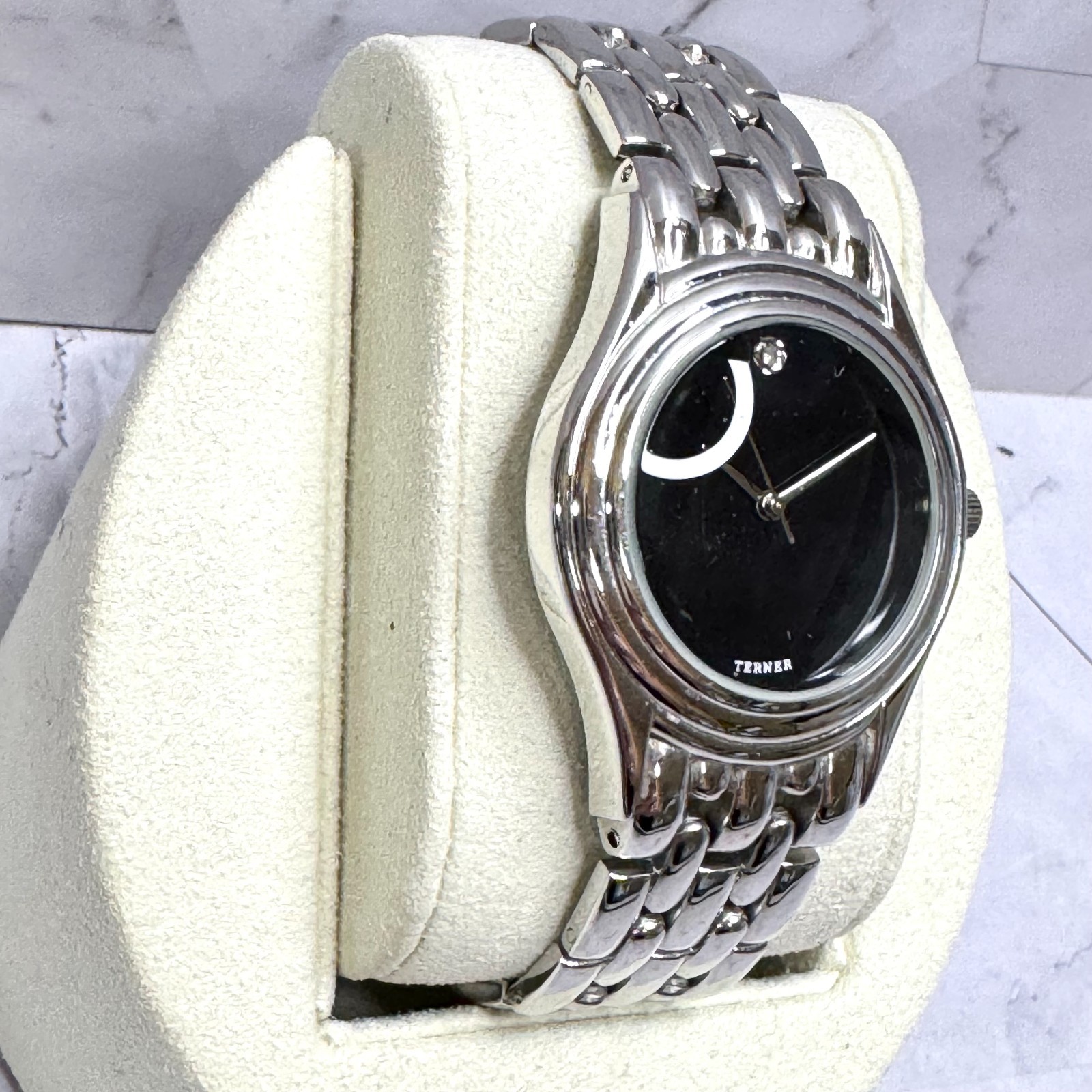 Bijoux Terner Mens Watch Silver Tone Dress Formal Black Face K-3516G NEW