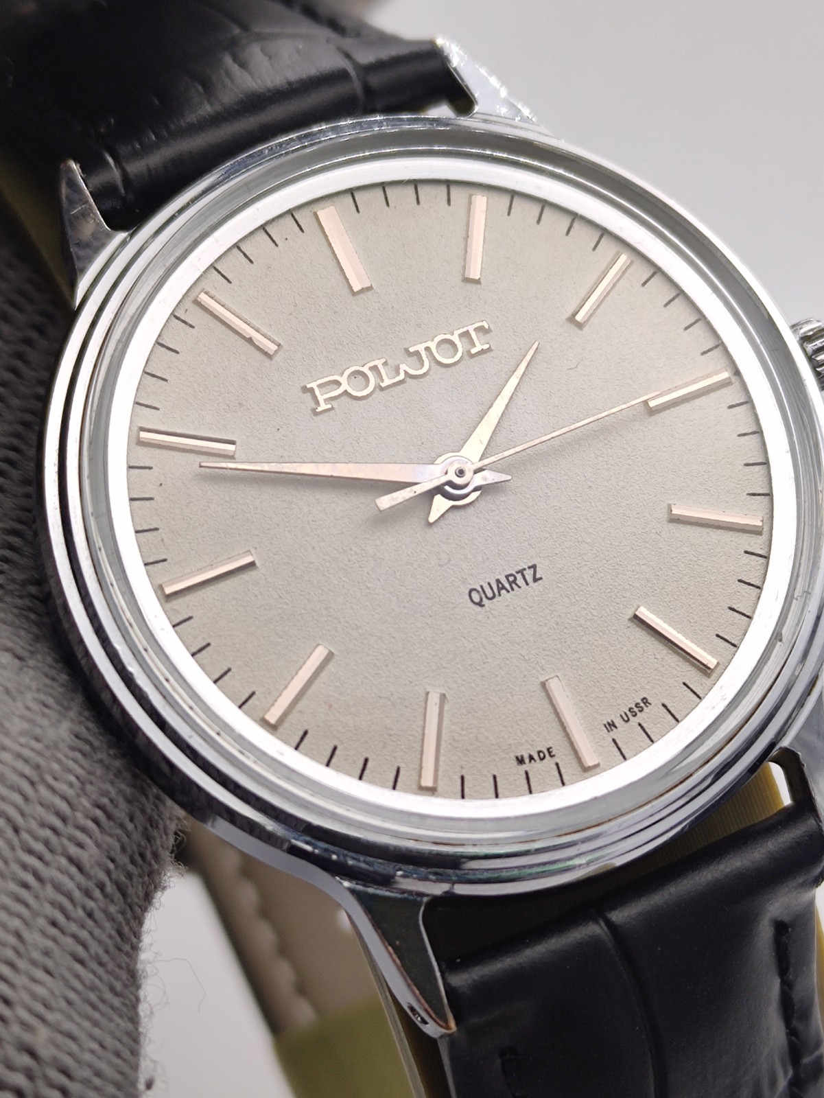 Vintage Watch Poljot Quartz 2456 Men Soviet USSR Classic 1980s Gift Classic