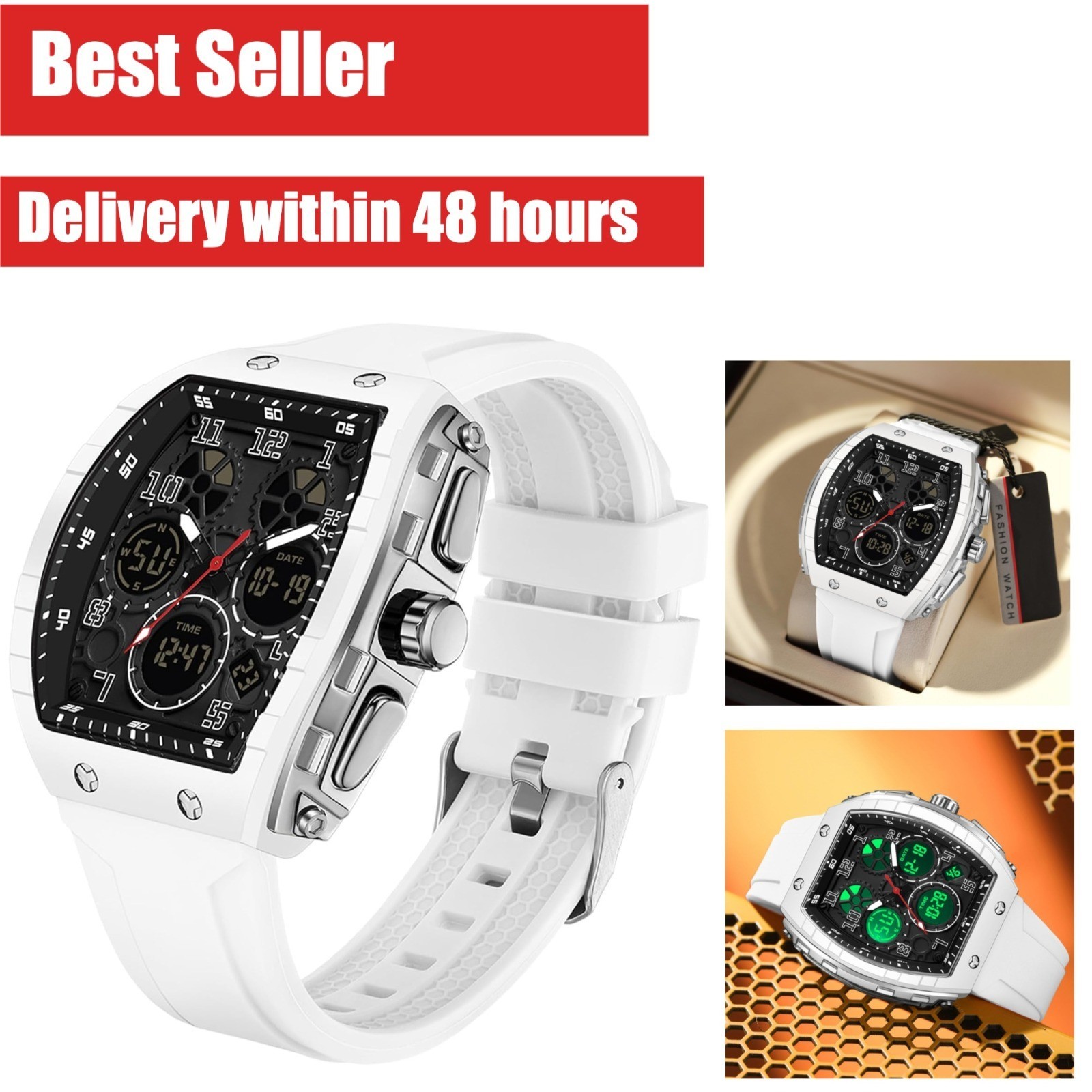 findtime Men’s Digital Analog Dual Time Waterproof Wristwatch