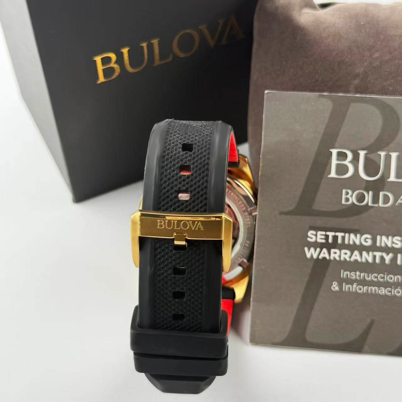 Bulova 98A272 Men’s Marine Star Automatic Watch Black Dial Silicone Strap 44.5mm