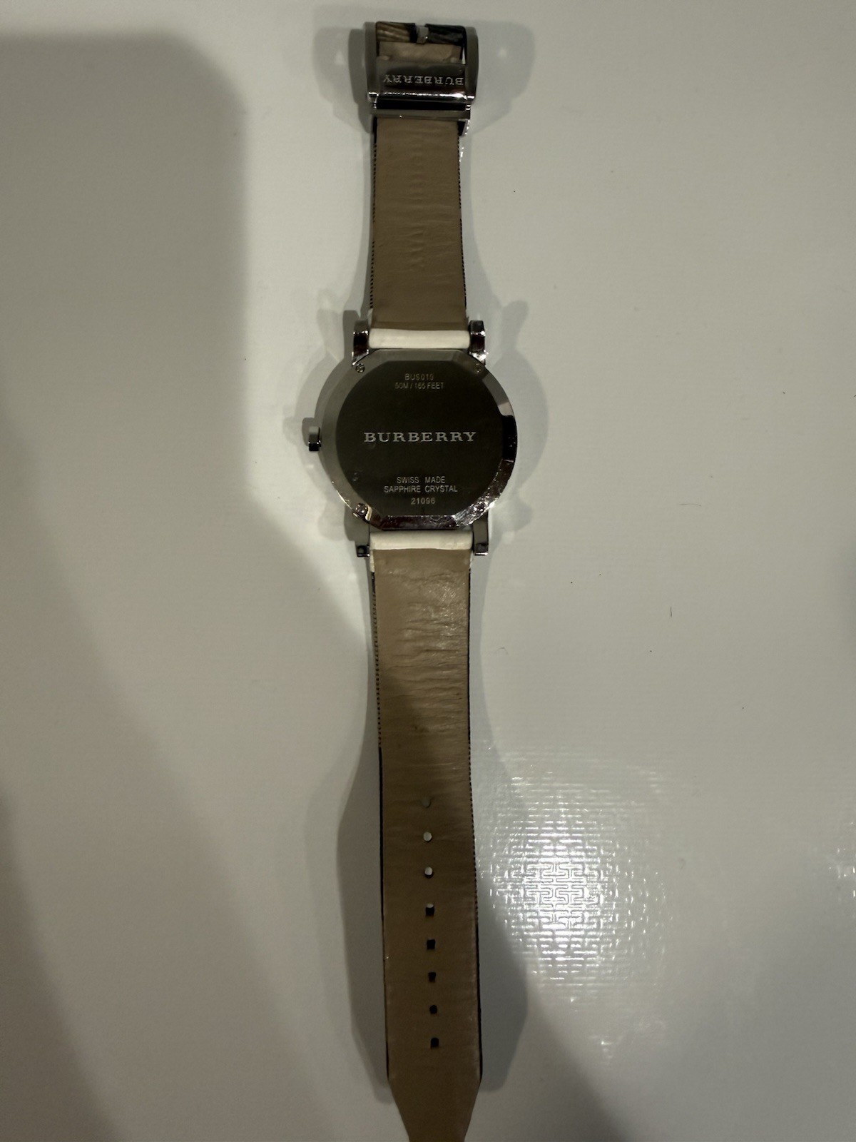 Burberry Women’s White Novacheck Leather Watch Silver Tone