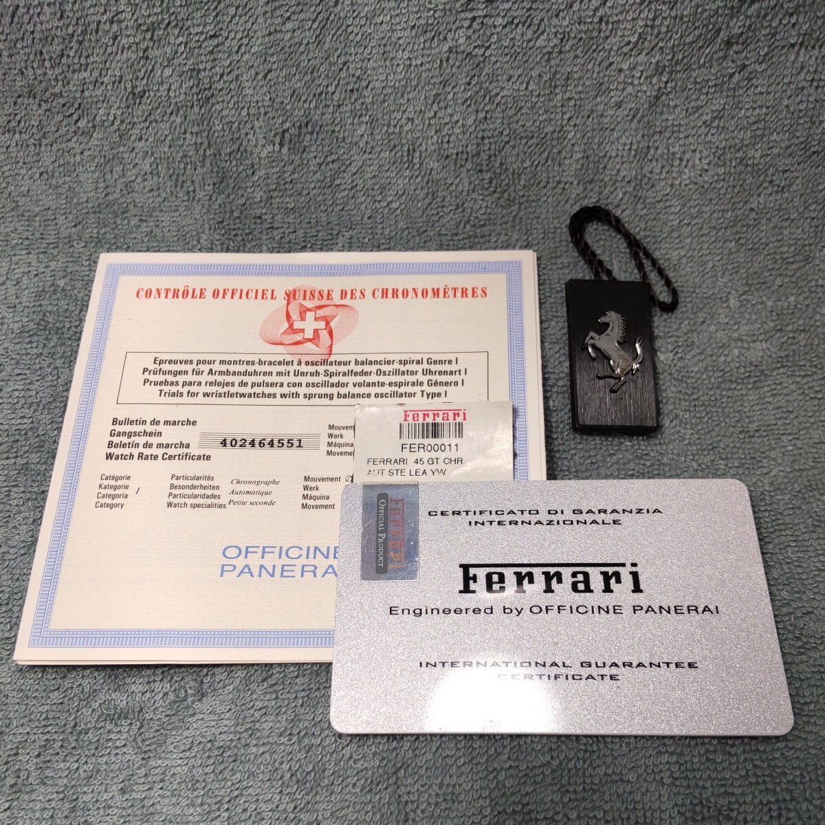 Panerai Ferrari Limited Card C.O.S.C. Cert, Guarantee From Japan
