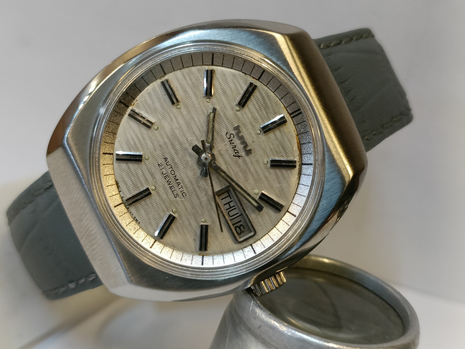 HMT SURAJ 21J AUTOMATIC PATINA SILVER DIAL INDIA MEN’S WORKING CONDITION