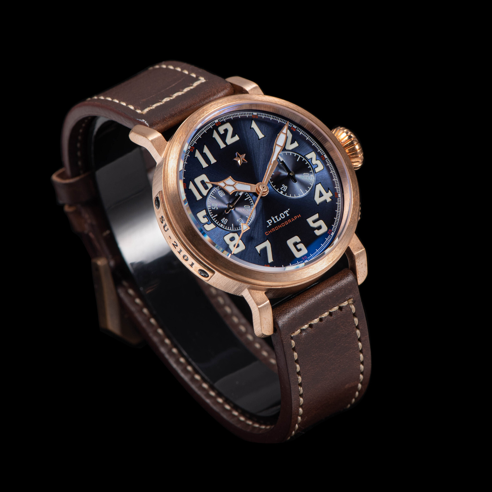 Sugess PILOT MASTER Chrono CuSn8 Bronze Mechanical Watch Seagull 1963 SUPILOT009