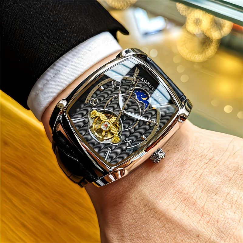 Mechanical Stainless Steel Band Exquisite Skeleton Design No Charging Required