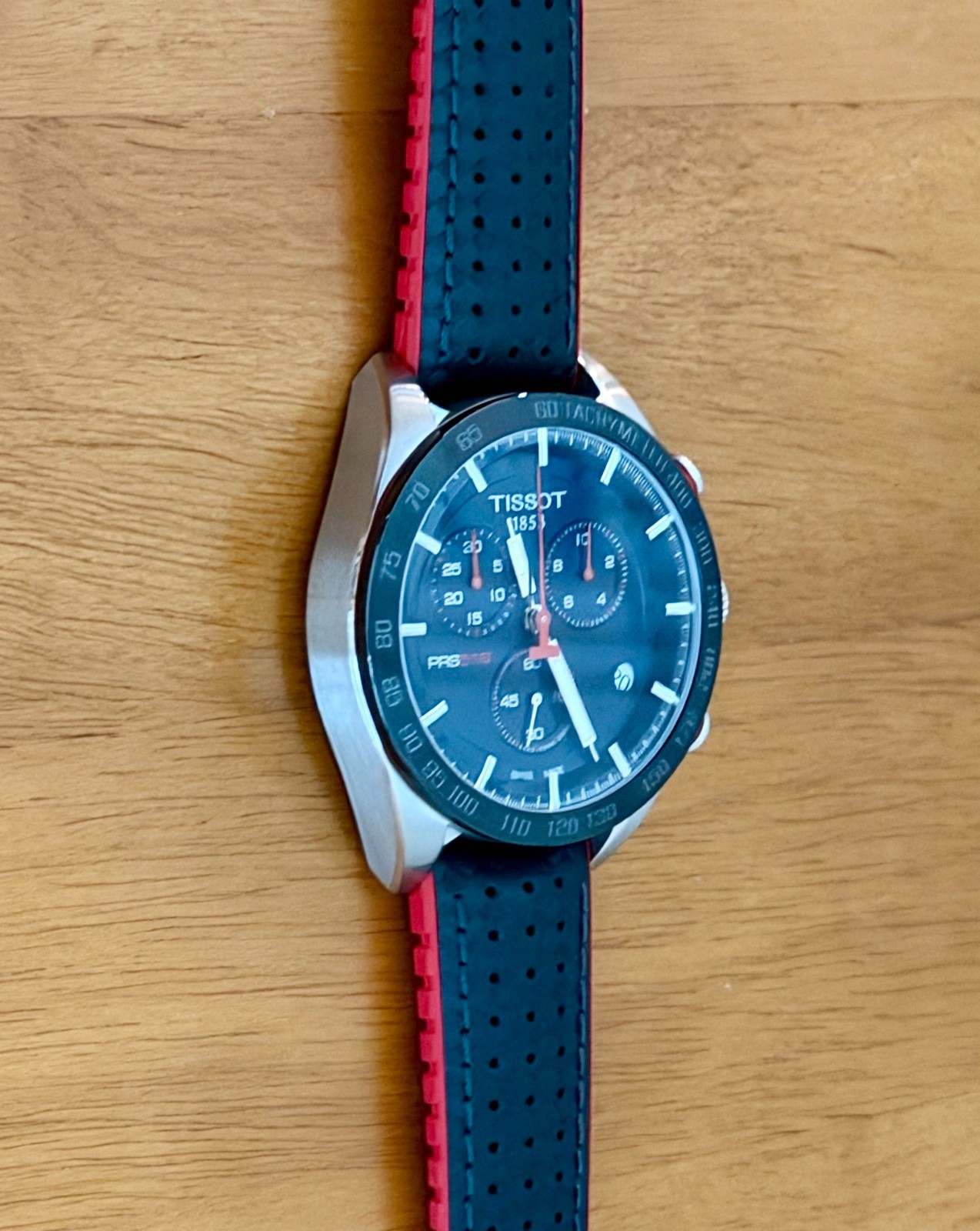 TISSOT PRS 516 Quartz Chronograph T1004171604100 Blue 2 straps Free shipping