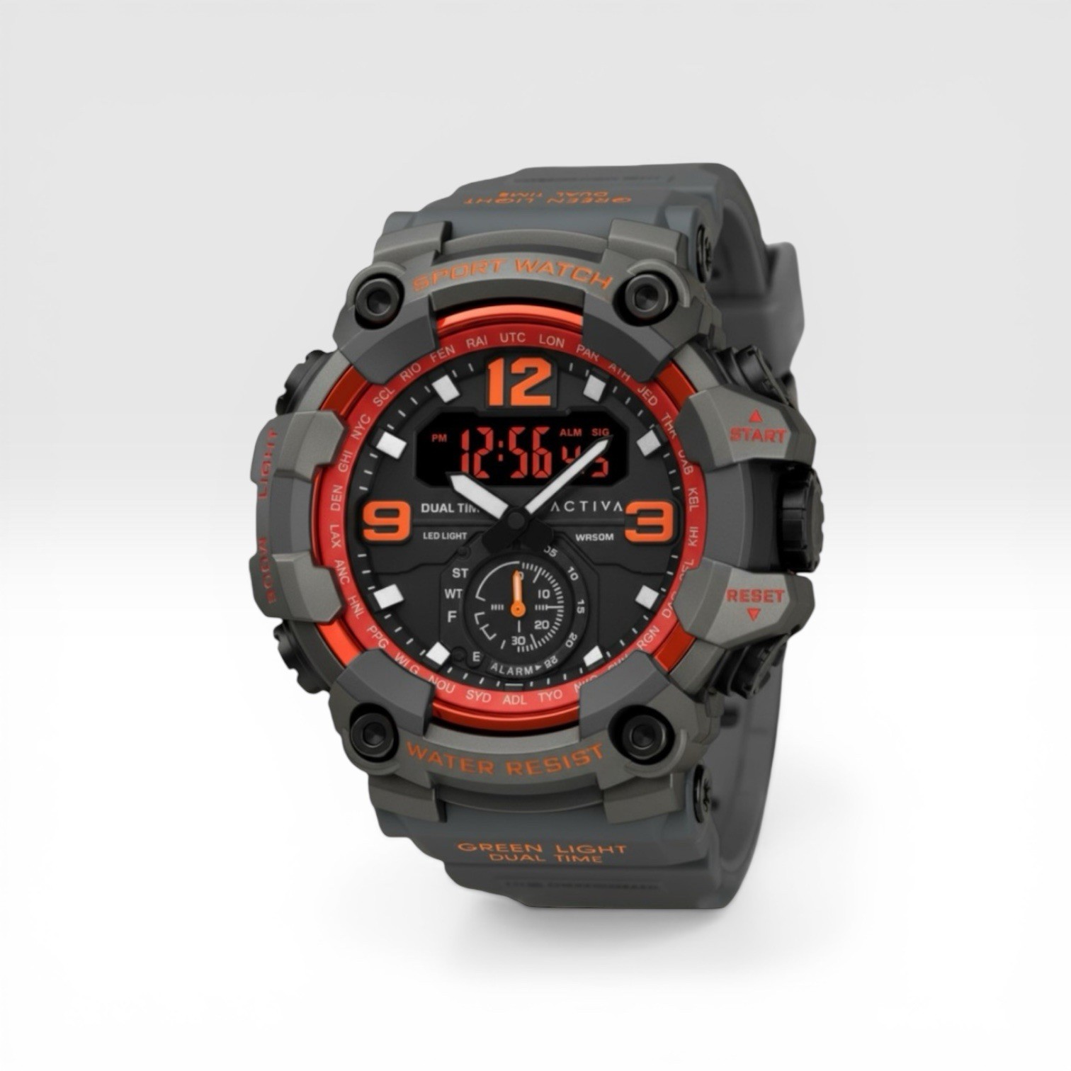 Activa Vextron X Invicta Digital Watch 52mm Gray Orange ACW1637-010