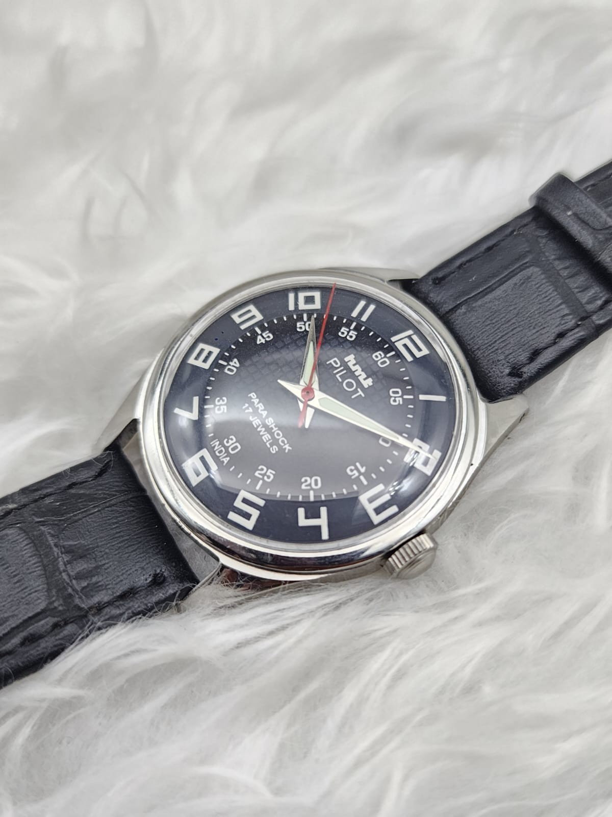 HMT Pilot Para Shock Black Dial 17 Jewels Mechanical Hand-Winding Watch