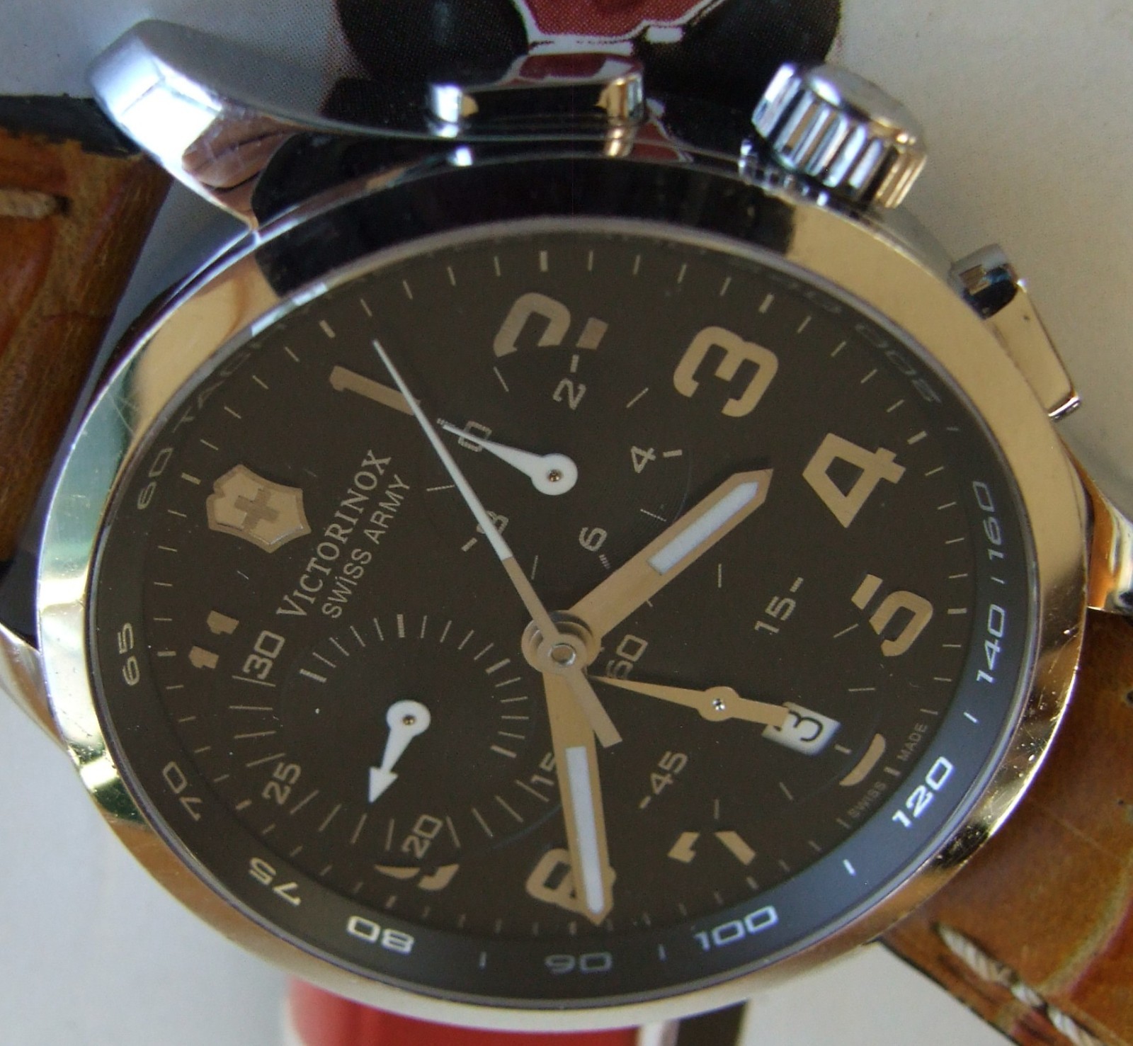 VictorINOX SWISS ARMY+Men’s ALLIANCE CHRONOGRAPH+Sapphire+42mm+OEM Leather Band