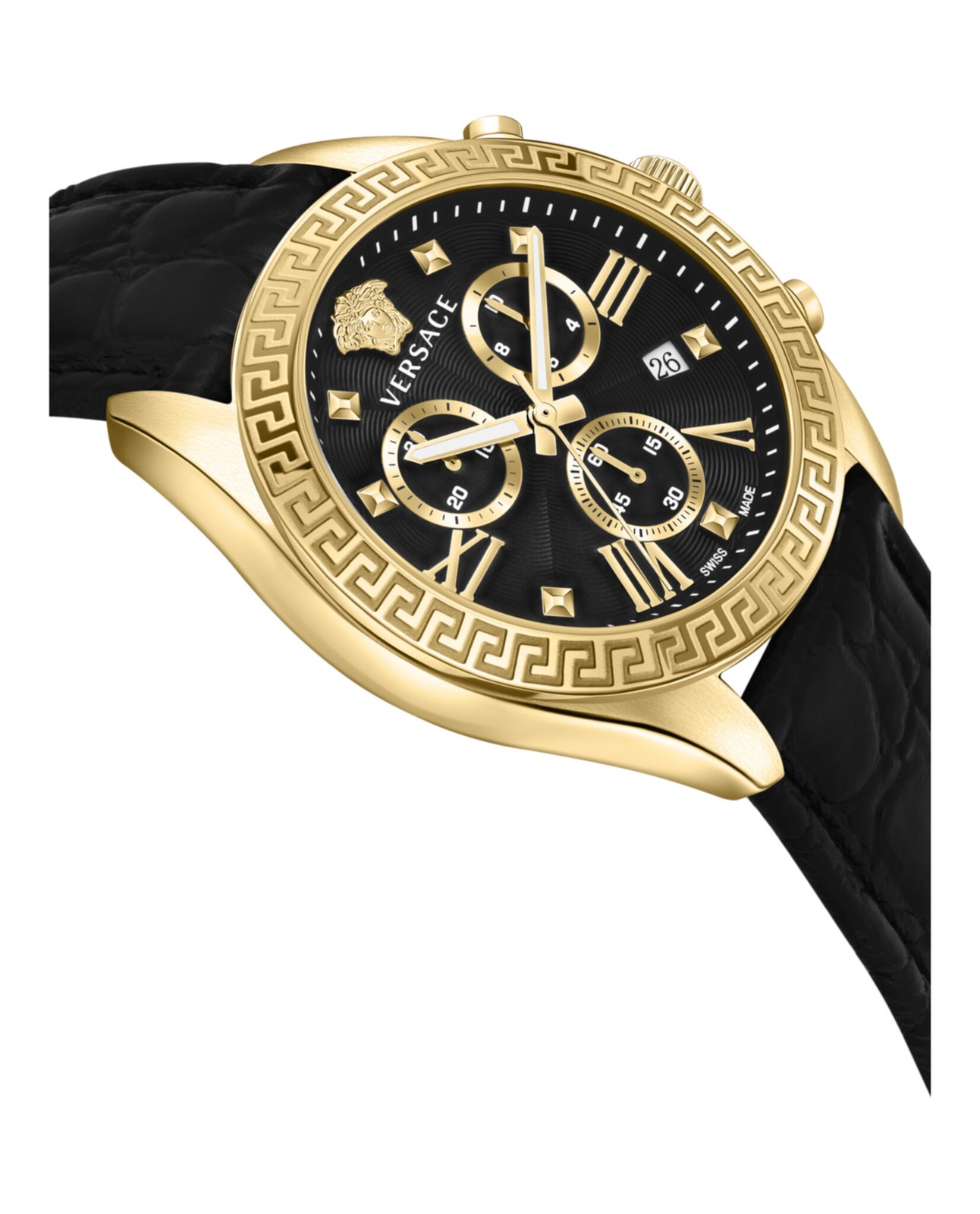 Versace Womens Greca Chrono IP Yellow Gold 40mm Strap Fashion Watch