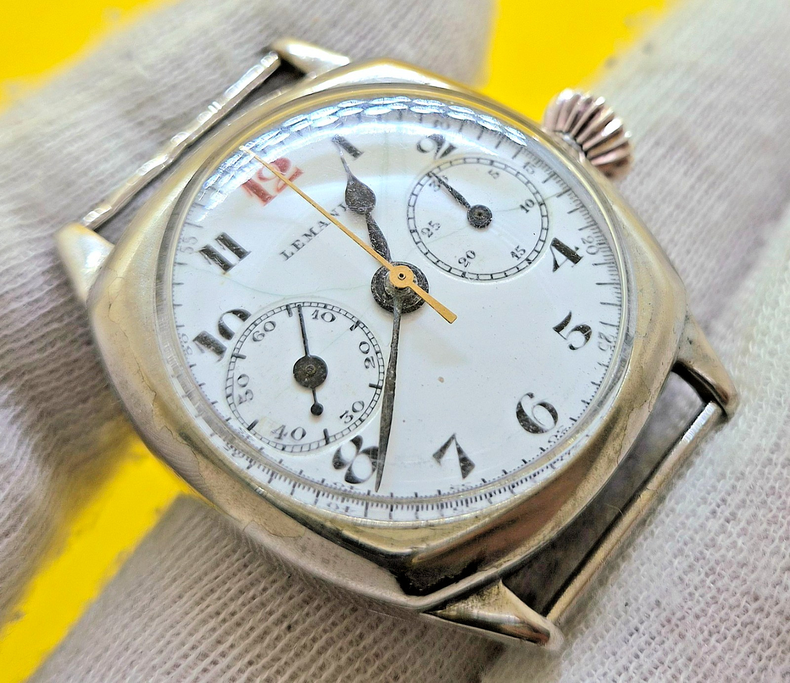 Vintage Original Lemania 13CH Monopusher Chronograph 33mm For Parts or Project