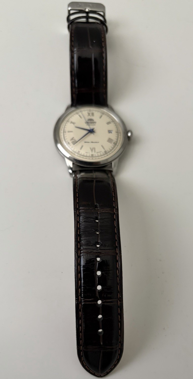 Orient Star Automatic Date White Dial Brown Leather Strap 40mm Steel Watch