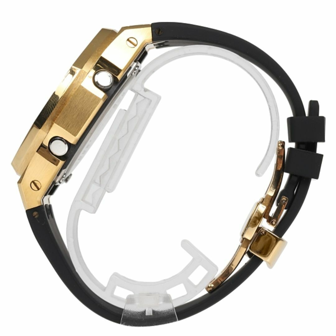 G-Shock GA2100 GARISH Metal Custom Frosted Gold Rubber Band Baguette CZ Bezel Ca