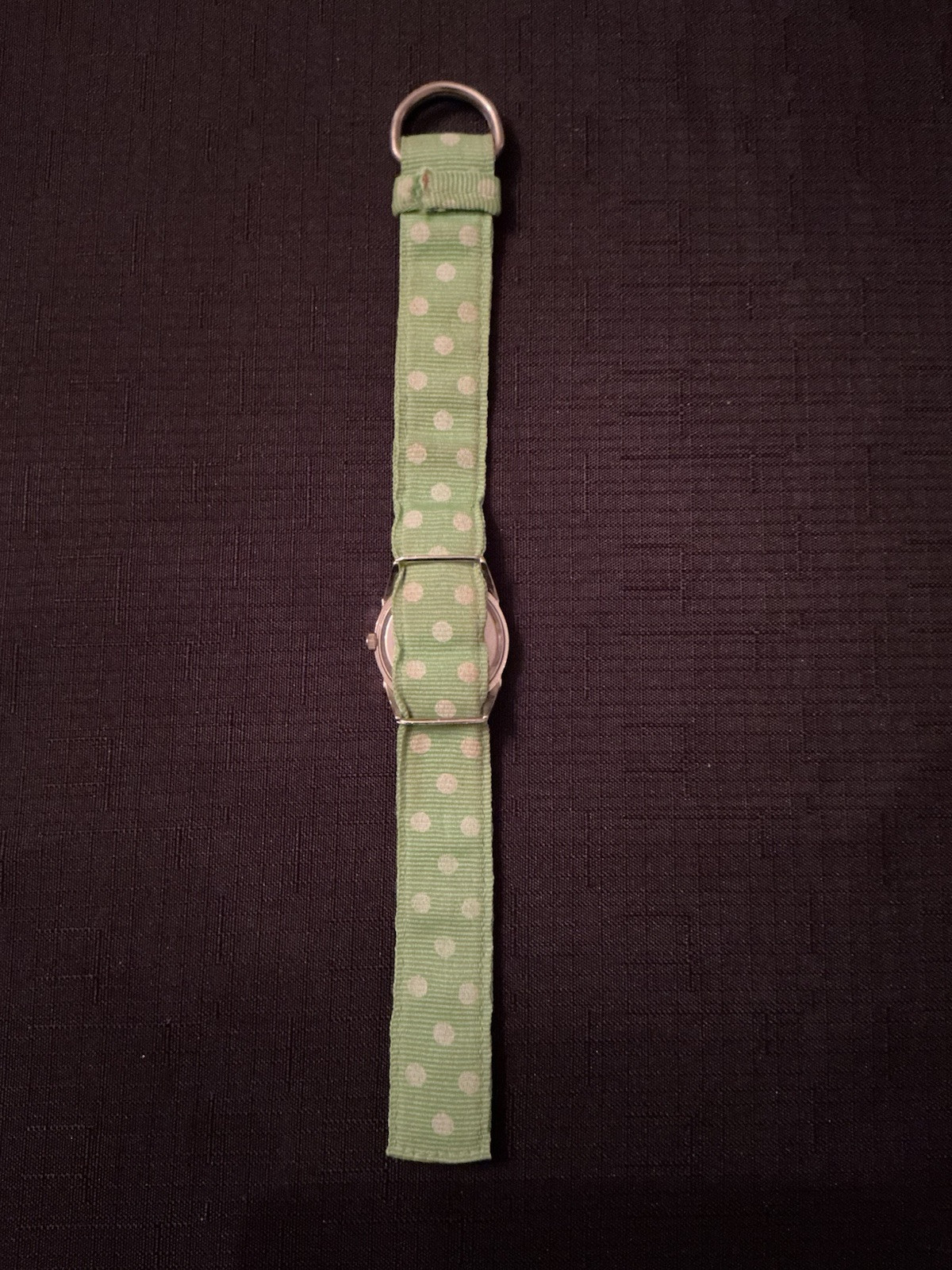 Geneva Silver Tone Vintage Watch Green And White Polka Dot Strap New Battery