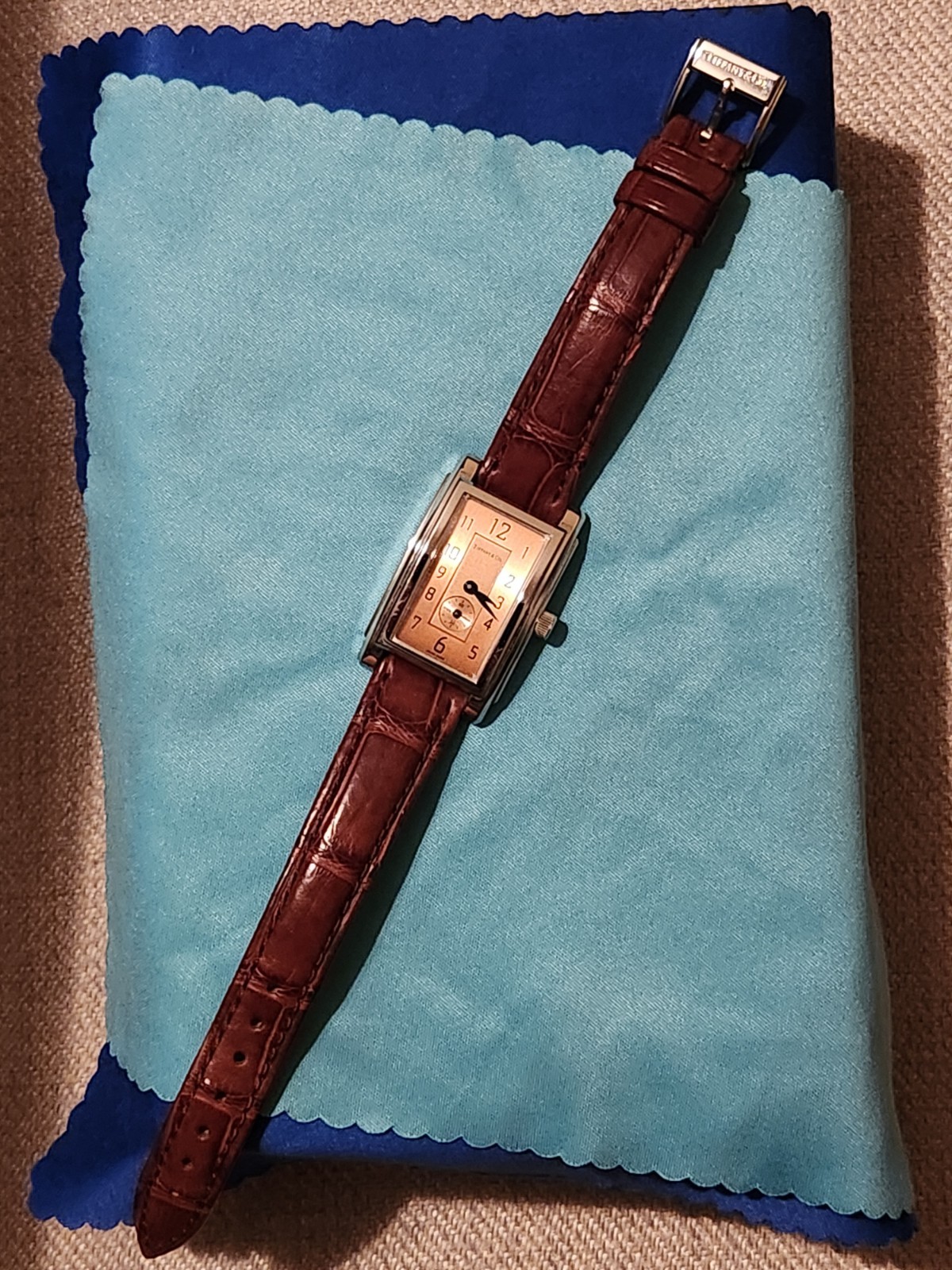 Tiffany’s Grand Ladies’ Swiss Made Quartz Watch Bronze Dial Crocodile Strap