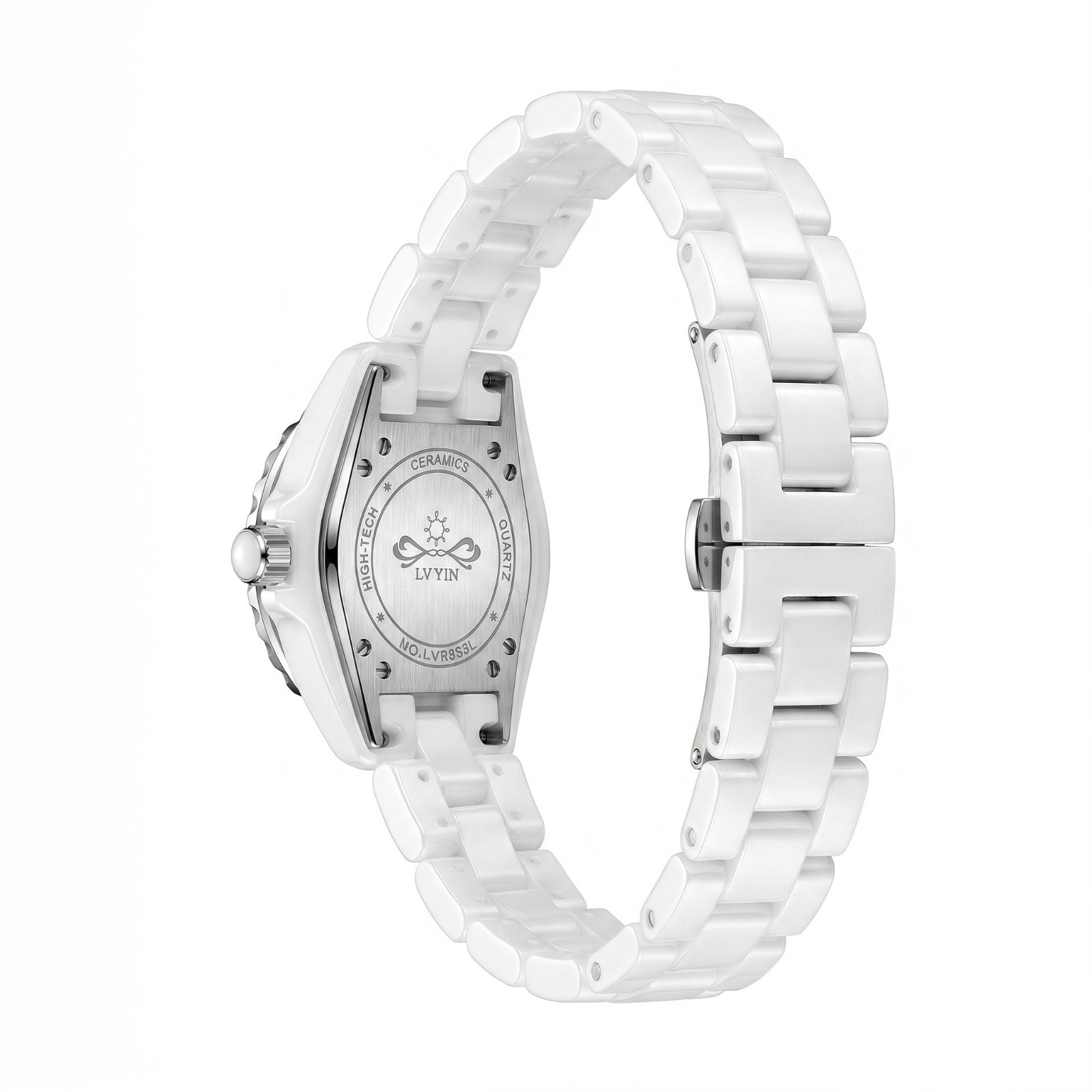 VORSEL Womens White Ceramic Watch Elegant Quartz Analog Wristwatch