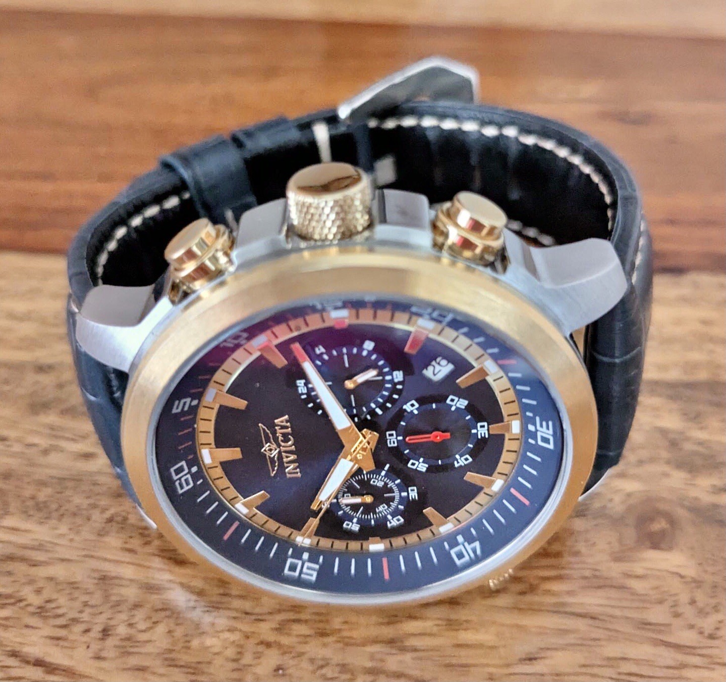 INVICTA SPECIALTY CHRONO-INNER ROTATING BEZEL+EXTRA LTHR STRAP & LINK TOOL OPTN
