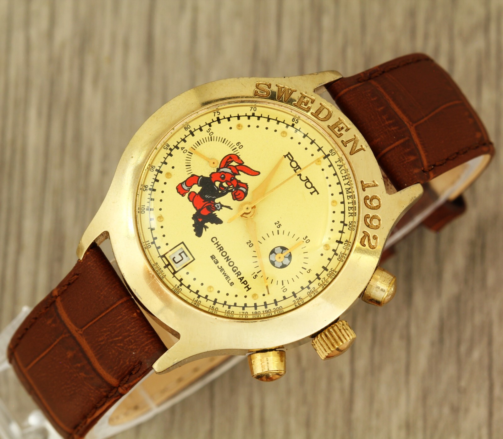 Poljot 3133 Sweden 1992 UEFA European Football Championship chronograph watch