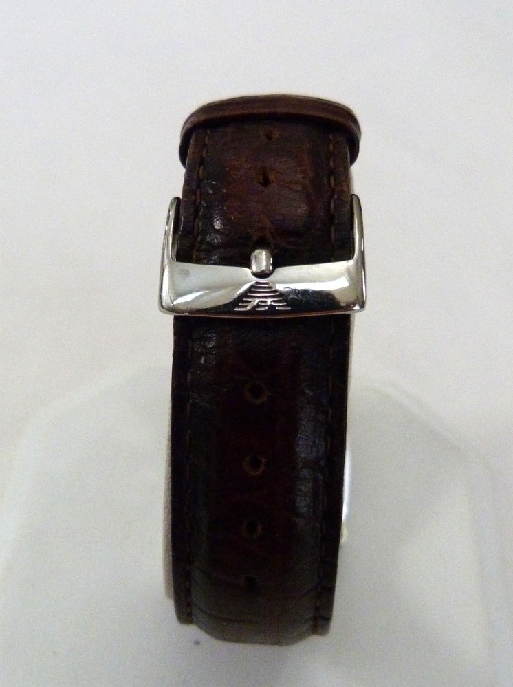 EMPORIO ARMANI AR0204 TANK BROWN LEATHER ADJUSTABLE BAND WRIST WATCH