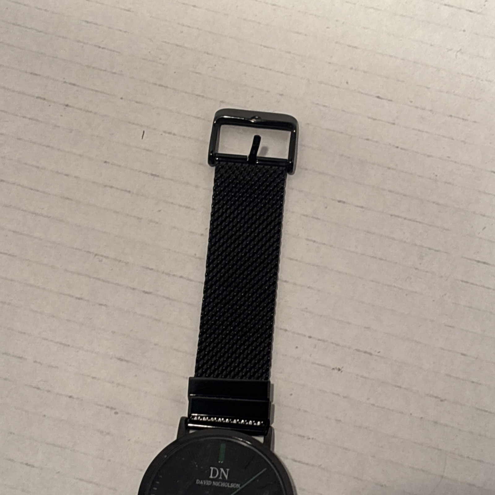 David Nicholson watch black minimalist dial stainless steel mesh