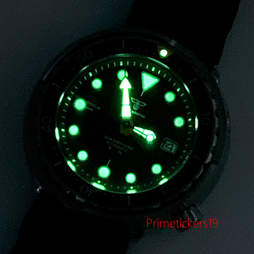 Tandorio NH35A 46.5mm Automatic Diving Men Watch Sapphire Glass Date Display