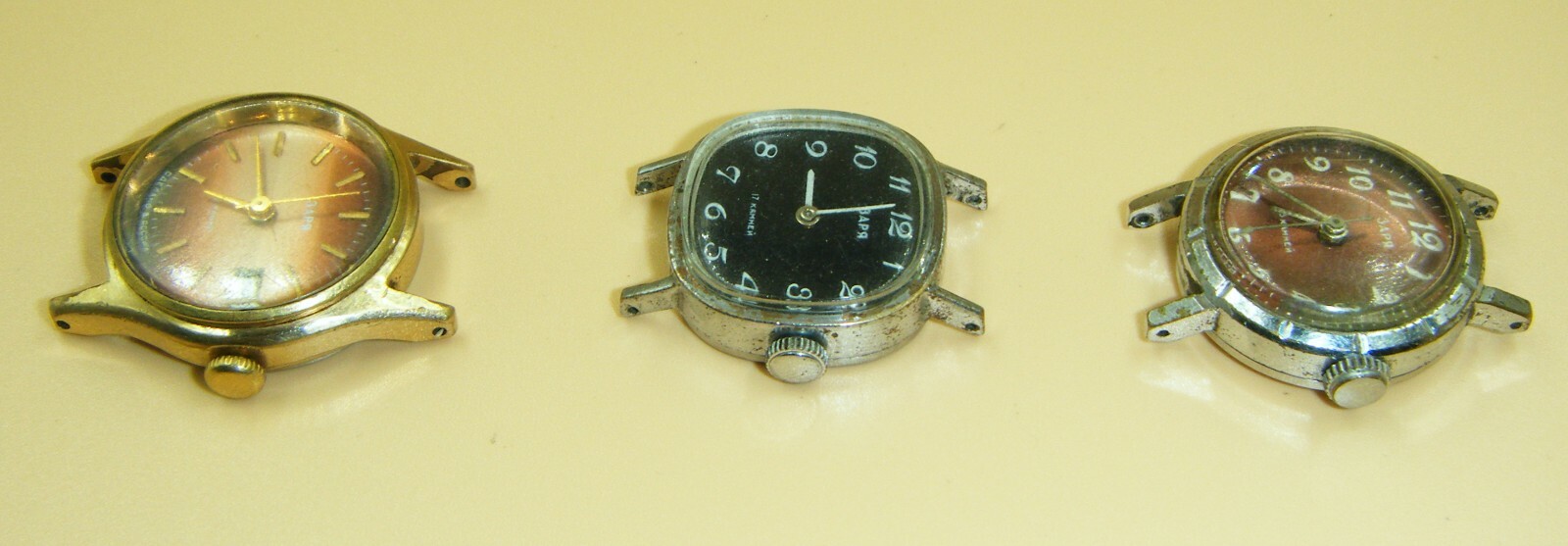 3 Vintage USSR Russian Zaria Zarya Ladies Mechanical Watches No Bands
