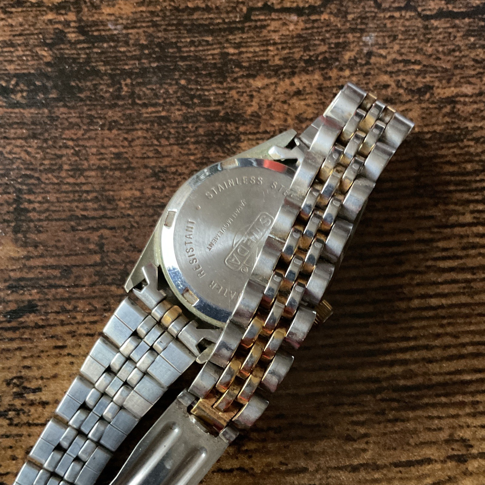 Sandoz Quartz Analog Two-Tone Stainless Steel Bracelet Watch, Date, Fluted Bezel