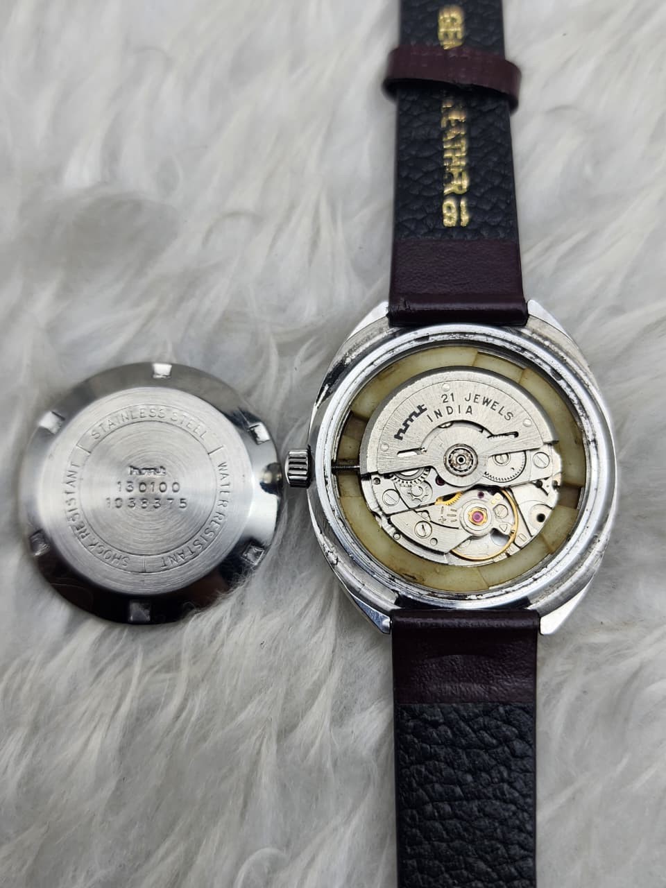 Vintage HMT Rajat Automatic 21 Jewels Day Date Men’s Watch India Cushion Case