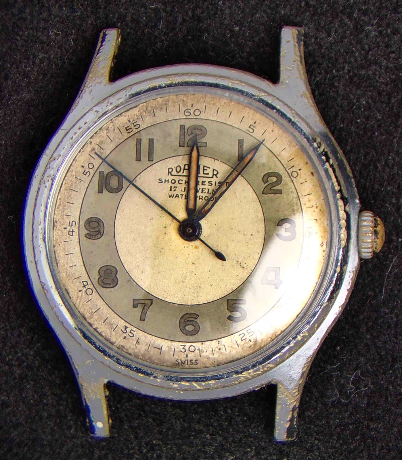 Roamer Military Men’s Hand-Wind Vintage Swiss Watch — Running