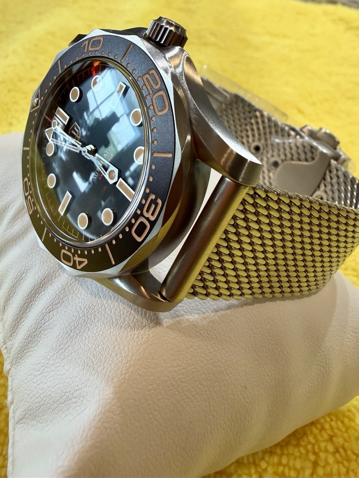 WD007ST Automatic Diver Watch-Brown/Bronze Dial Mesh Bracelet NH35 Movement-NEW
