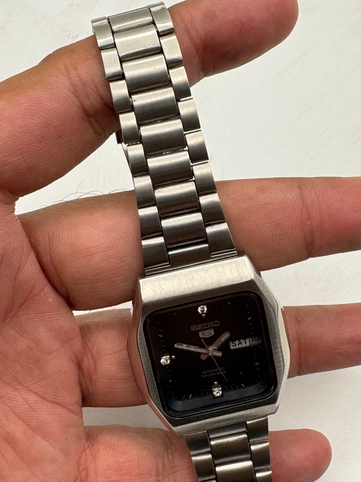 seiko 5 automatic 6349-501A black square for mans