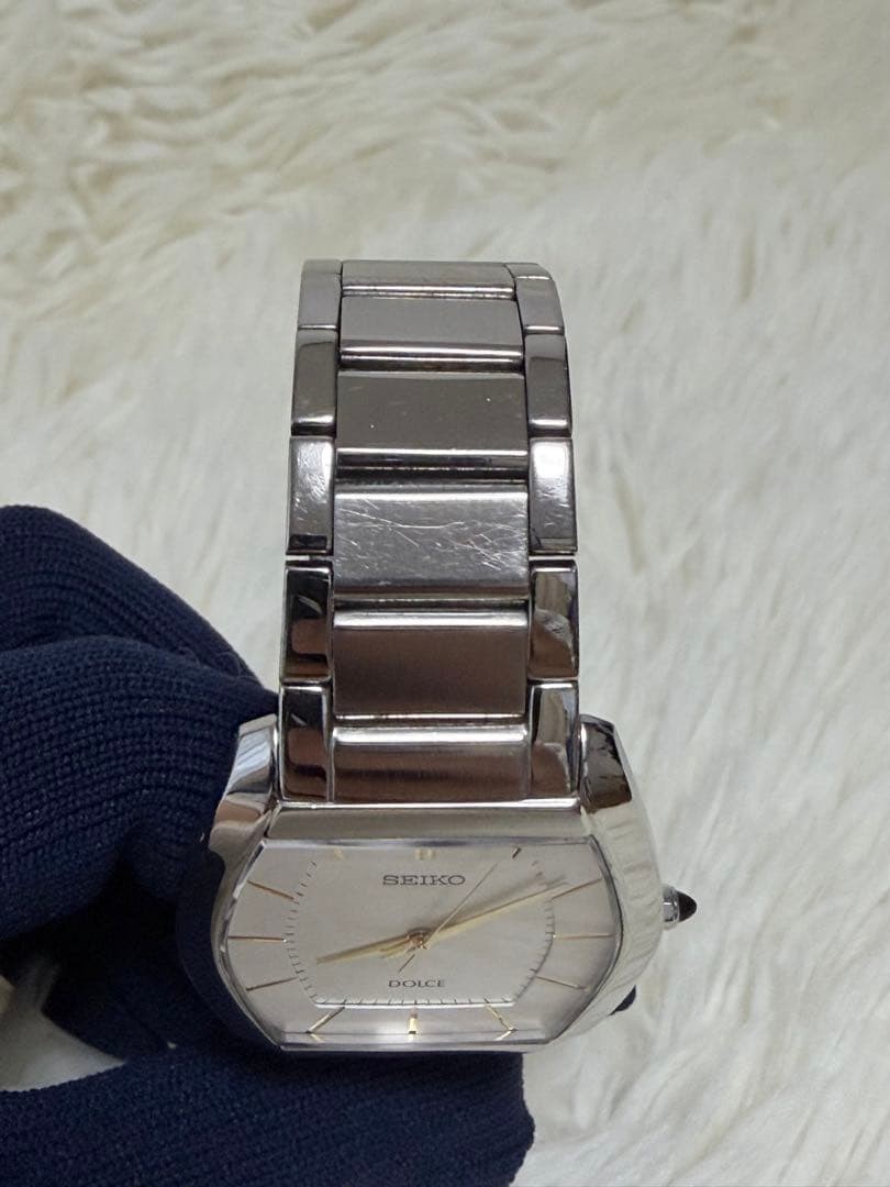 SEIKO Dolce 8J41-0AH0 Quartz Mens Watch Silver Rectangular Japan
