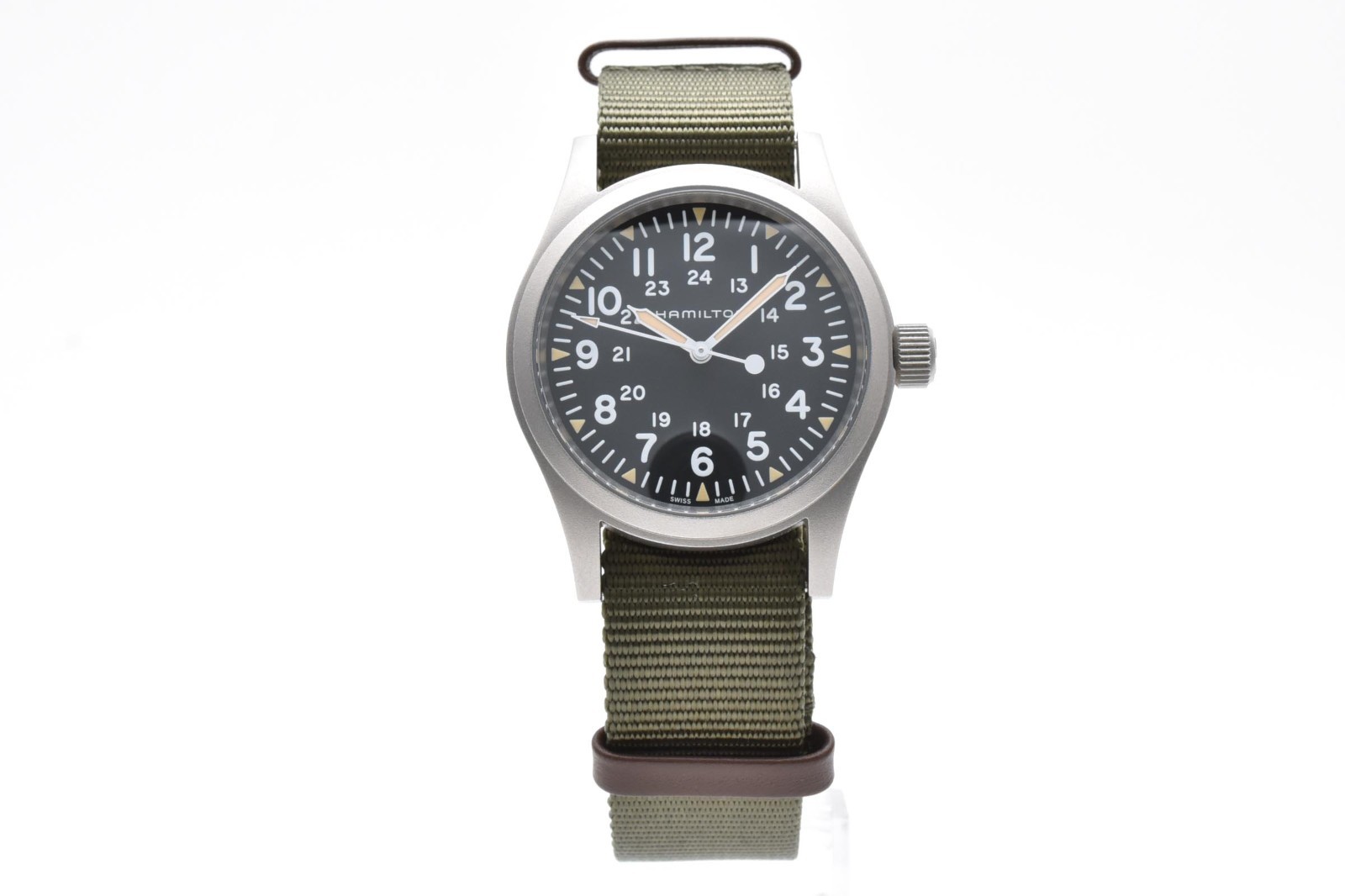 HAMILTON Khaki Field Mechanical 38mm Black Dial Full Set Box & Extra Strap