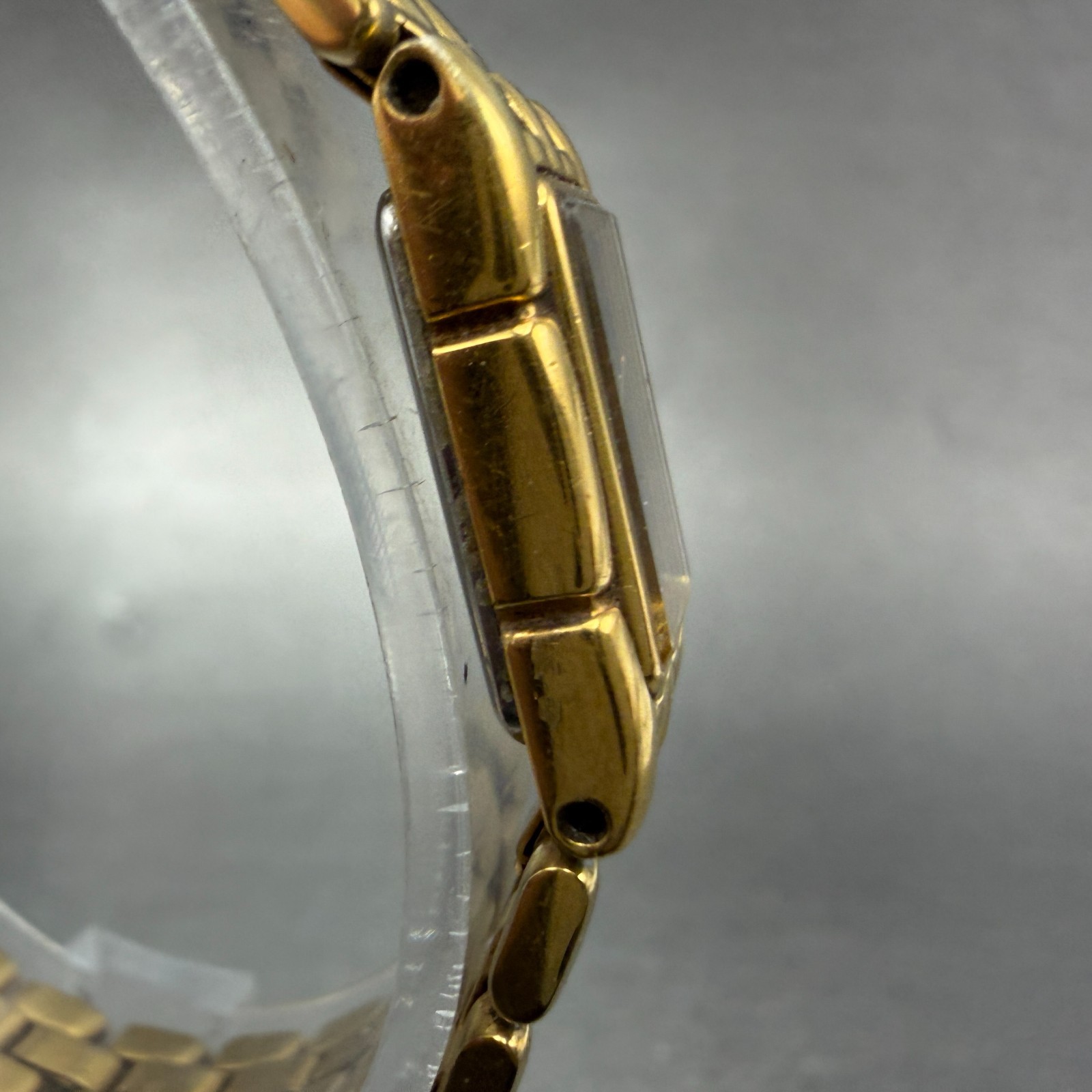 Citizen CQ Tank Watch Women 14mm Black Dial Gold Tone Rectangle New Battery VTG7
