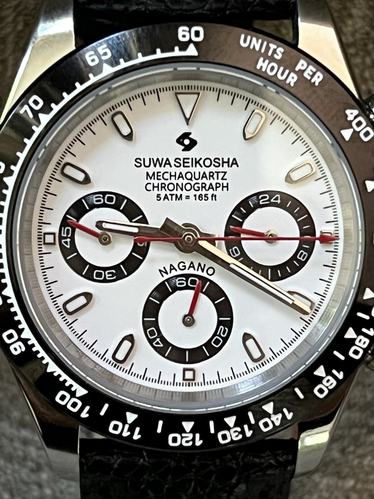 Custom Made, one-of-one Chronograph w/Seiko VK63 movement 40mm, Leather strap