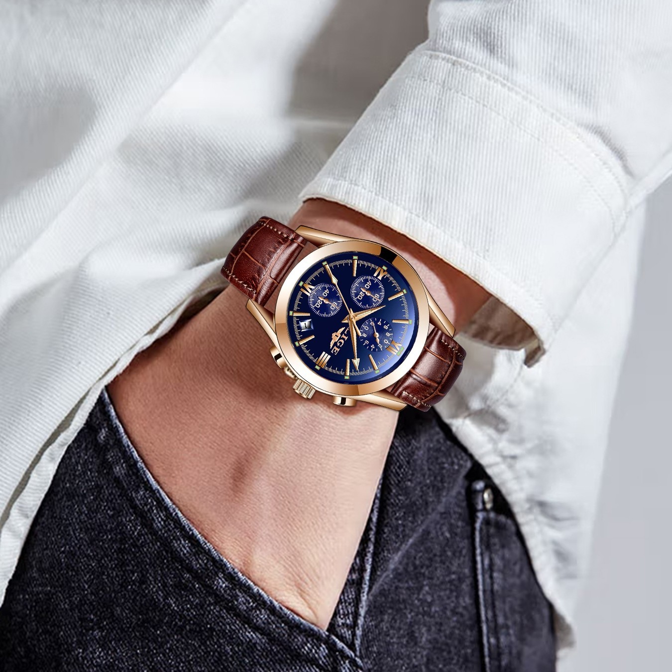 2025 Men’s Watch Quartz Analog Luminous Date Dial Waterproof Business Wristwatch