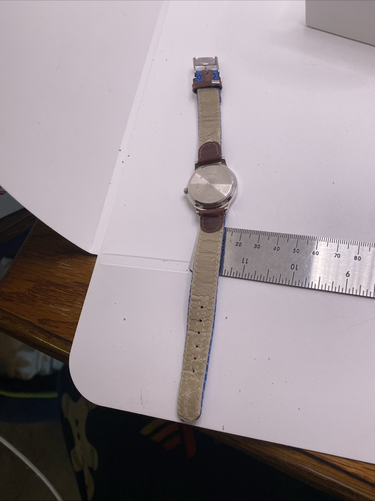 Overload Womens Silvertone Canvas Worn Leather Strap Works New Battery