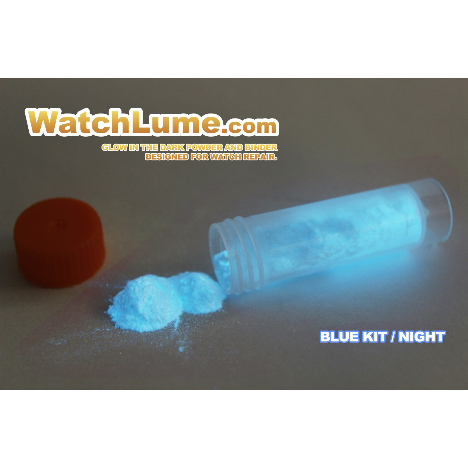 GENUINE WATCH LUME ™ – POWDER AND BINDER PASTE – BLUE GLOW IN THE DARK KIT
