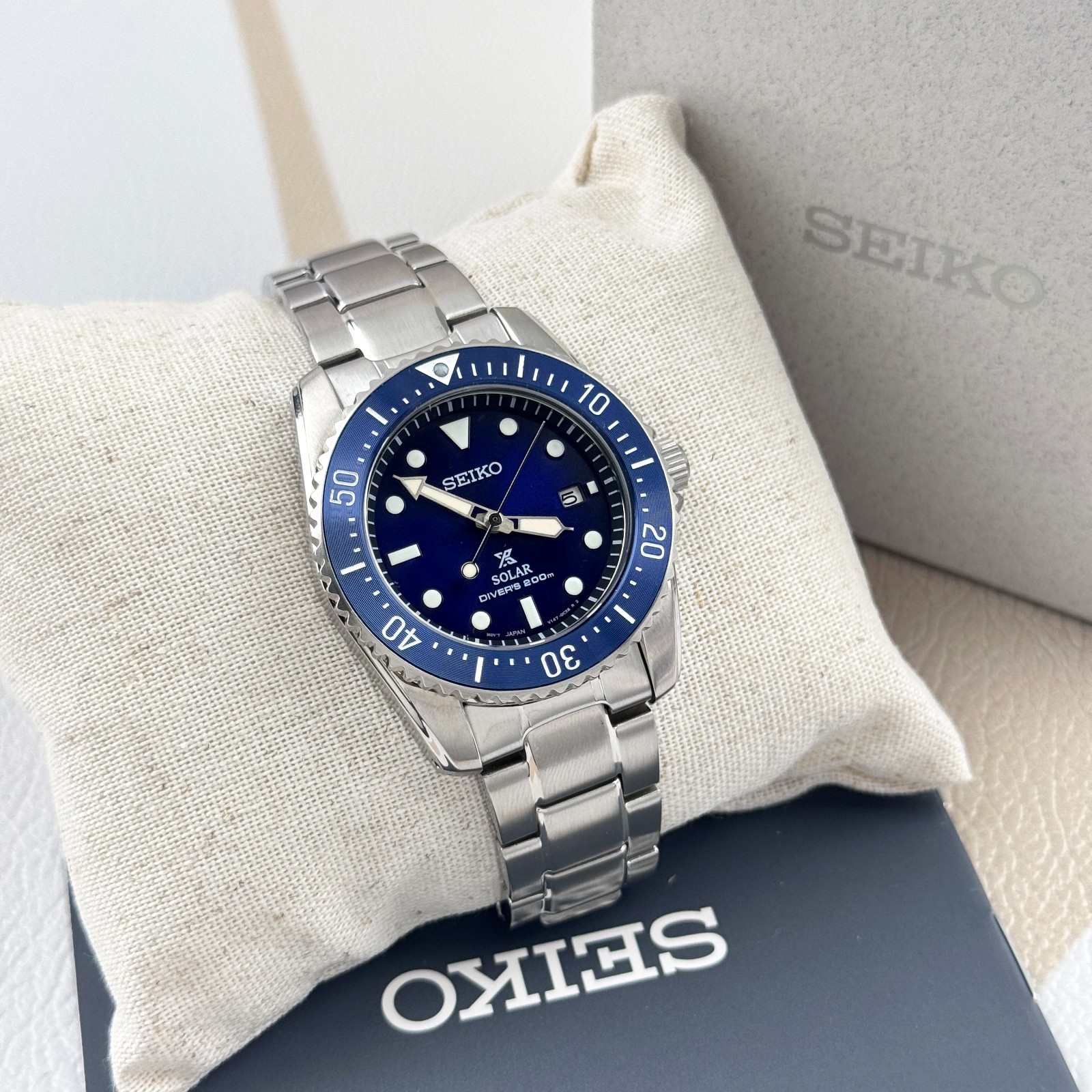 Seiko Prospex Sea SNE585 Blue Dial Stainless Steel Men’s Solar Dive Watch 38.5MM