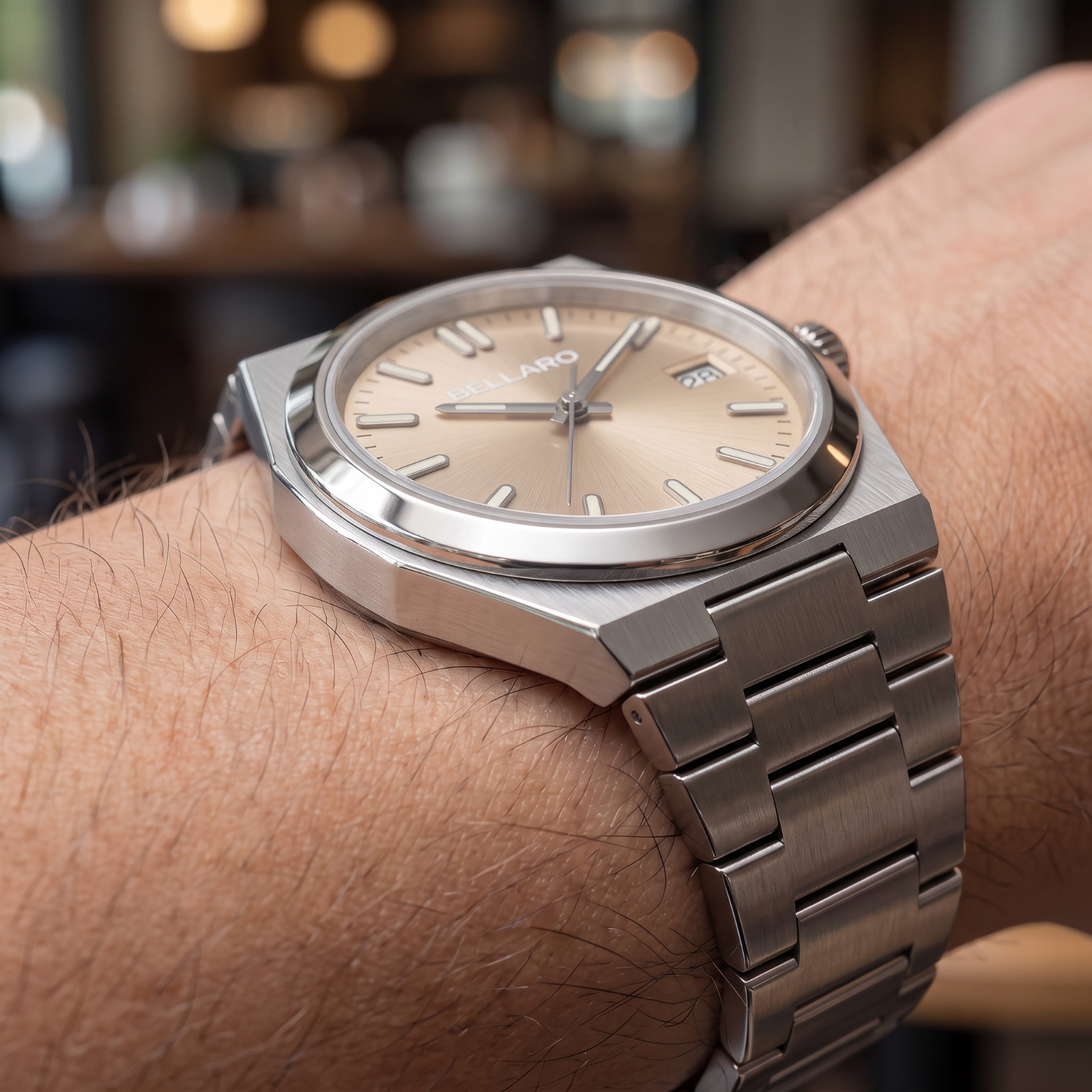 BELLARO Tolaris Watch – Japanese Automatic NH35 – Sapphire Crystal Beige Dial