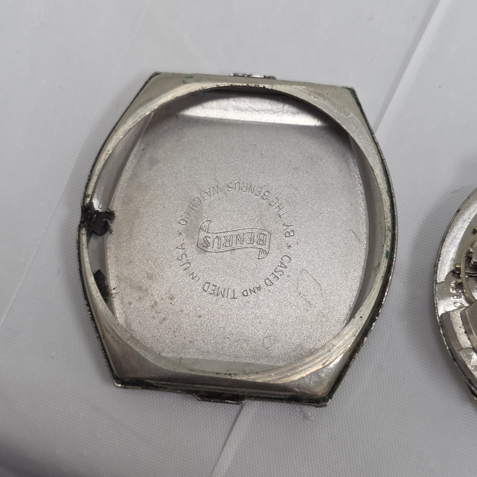 Vintage Mens Benrus 10K RGP Tank Wrist Watch 15J Cal CW12 No Crown, Balance Good