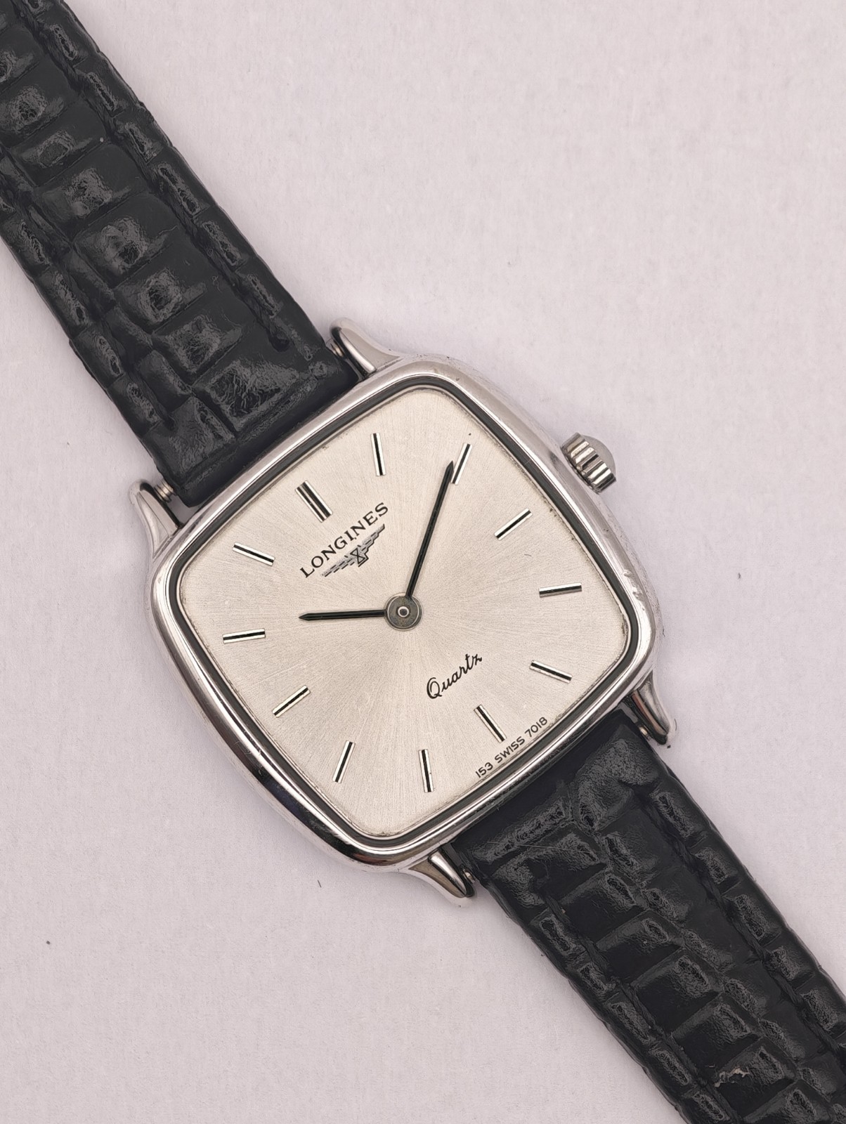 Longines Quartz 24.604.815 Silver Sunburst Dial White Gold Plated Ladies Watch