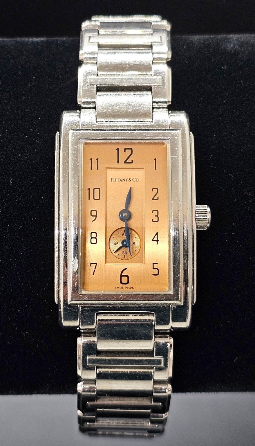 TIFFANY & CO. Grand Resonator Ladies Watch Salmon Dial Steel Bracelet Swiss 22mm