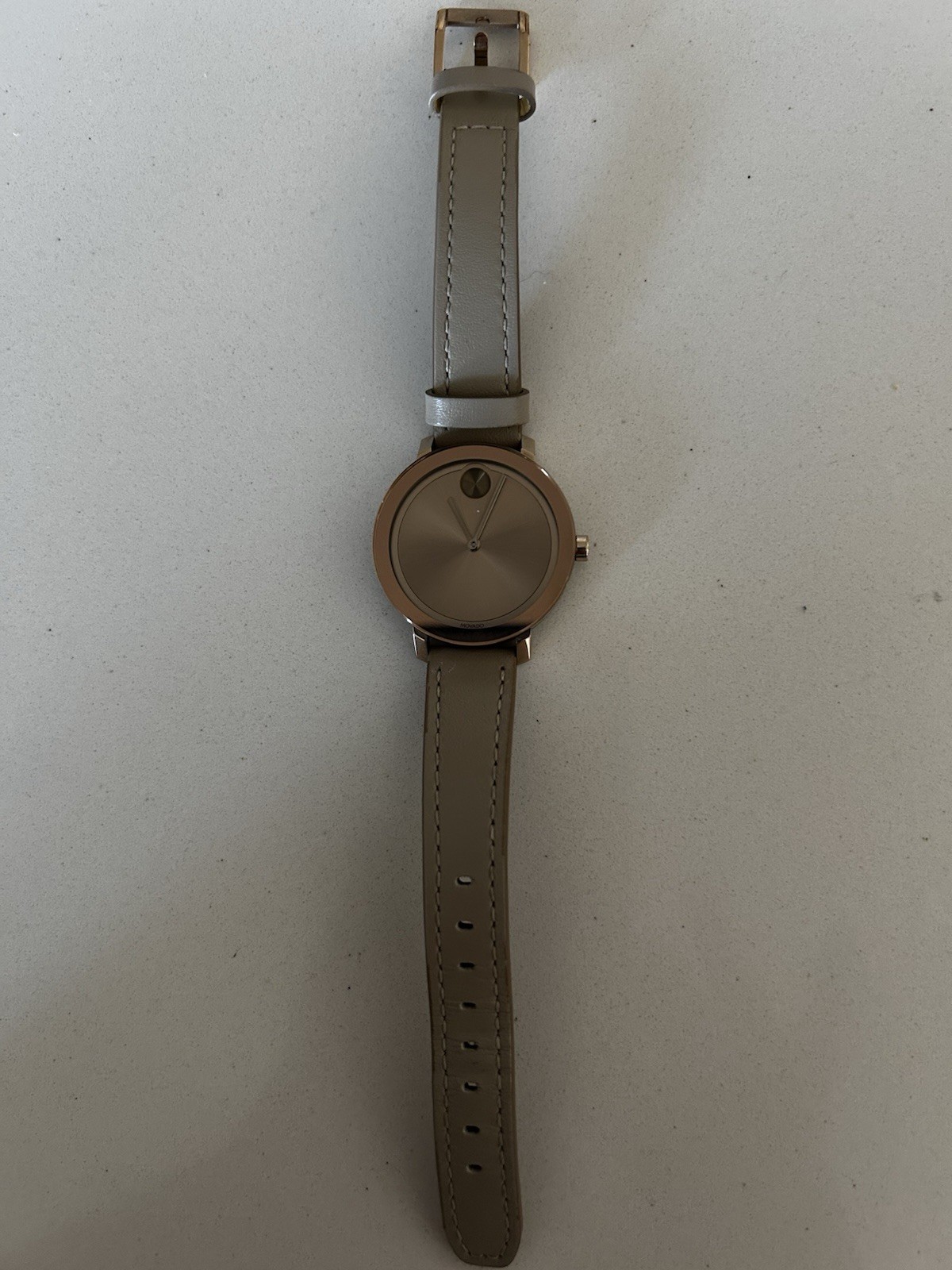 Movado Bold Women’s Swiss Made Quartz 34mm Silver Dial Gray Leather Watch