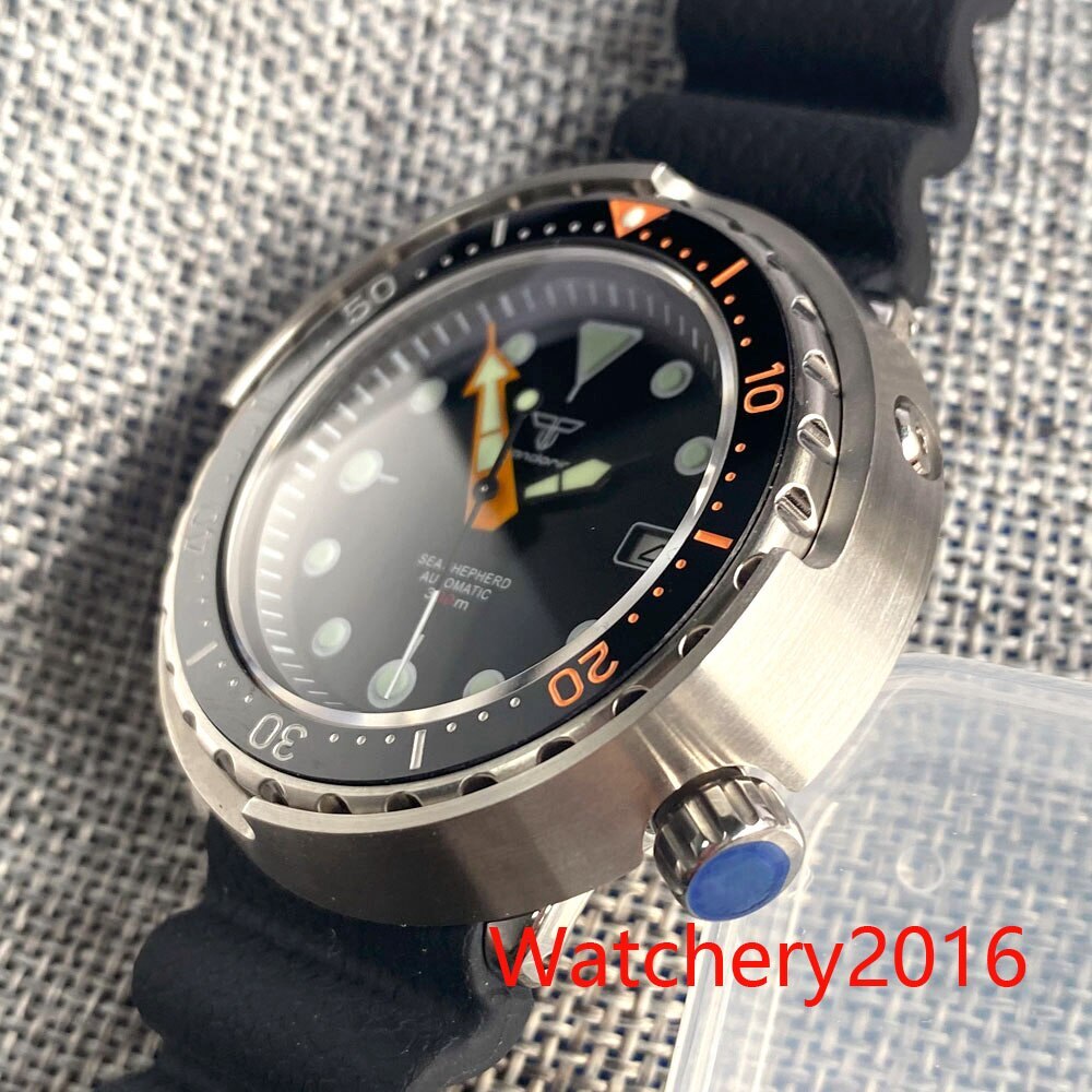 46.5mm Tandorio Super C3 Green Luminous Mens Dive Automatic Watch Japan NH35