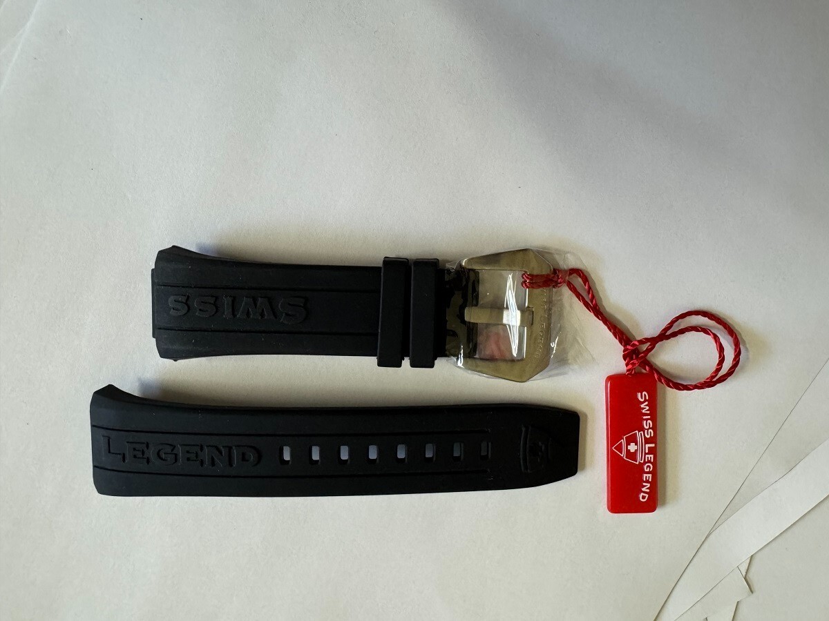 Man’s Swiss Legend Trimix Silicone/Rubber Black watch band strap