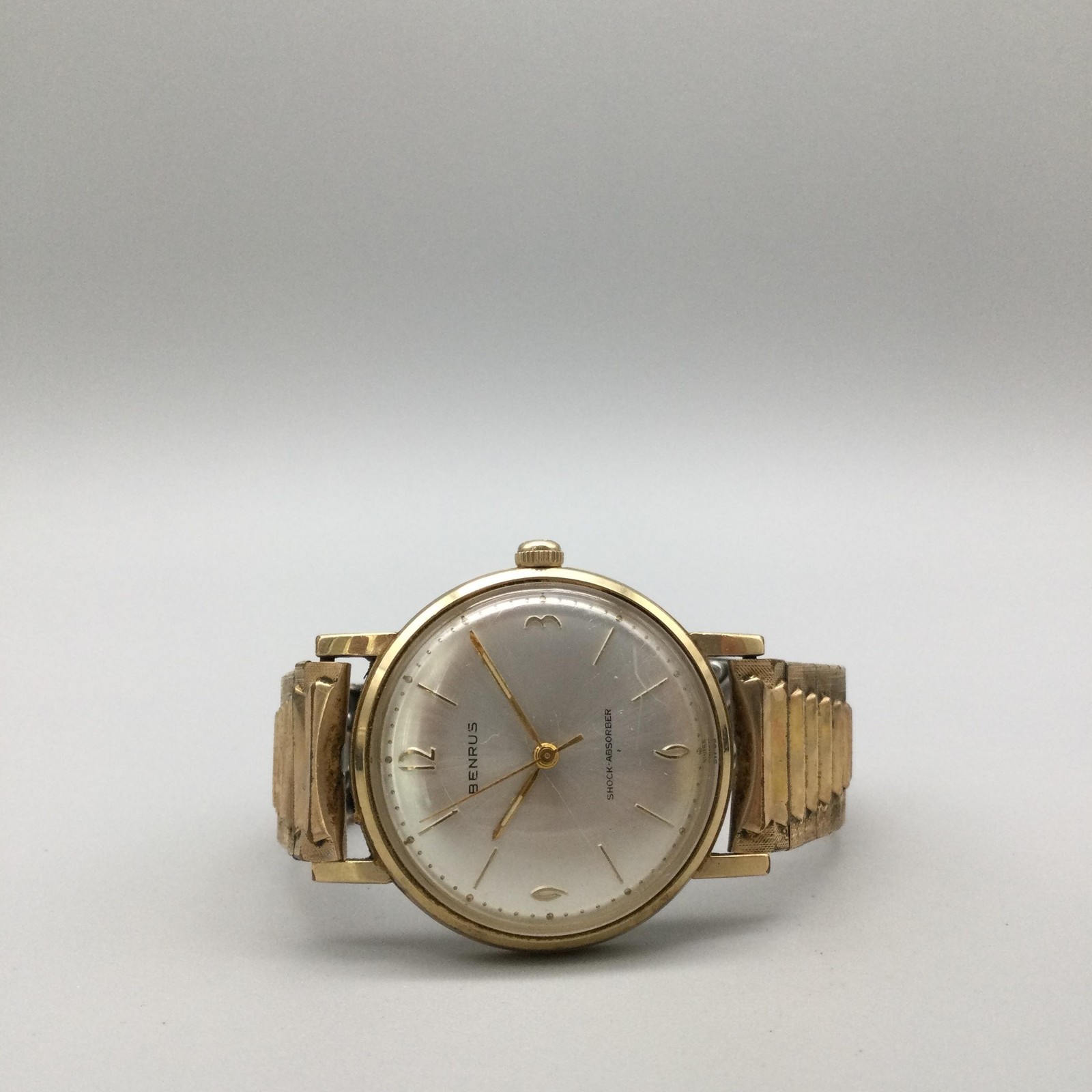 Vintage Benrus Mens Watch 34mm Gold Plated 3021 Expansion Band Manual Wind